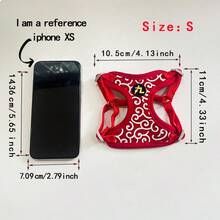 中国风传统蔓藤花纹可调节胸部/背部宠物背带牵引绳，适用于中小型犬，适合贵宾犬、泰迪犬、吉娃娃 - 藍白色 - 查看 9