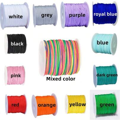 5000cm Hilo trenzado multicolor de 0,8mm, cuerda roja tejida a mano para hacer pulseras, collares y suministros de joyería DIY