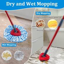 Mop Heads Replacements For O-Cedar RinseClean 2-Tank Spin Mop, Mop Replace Head For O Cedar, Spin Mop Heads For Ocedar Includes 3 Pack Mop Refills, 2 Upgrade Scrub Brush, 1 Mop Base For O-Cedar Mop - 適用於 Ocedar 沖洗清潔 2 罐 - 查看 6