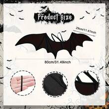 2 件黑色蝙蝠服装，包括蝙蝠面具、蝙蝠翅膀，适合男女，吸血鬼服装，蝙蝠服装配饰和眼罩，吸血鬼主题，魔鬼风格，展示节日服装翅膀，黑色万圣节演员剧院服装配饰，派对狂欢节，适合万圣节和派对装饰，万圣节服装配饰 - 彩色 - 查看 6