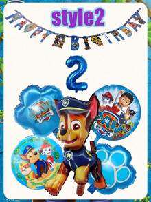 7pcs Paw Patrol Theme Birthday Party Decoration Set, Includes Number Balloons - Official Chase & Skye Theme Decor, Suitable For Boys - Multicolor - View 4