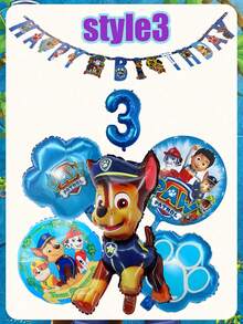 7pcs Paw Patrol Theme Birthday Party Decoration Set, Includes Number Balloons - Official Chase & Skye Theme Decor, Suitable For Boys - Multicolor - View 11