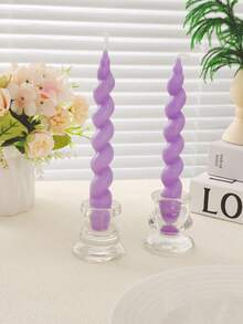 2pcs Household Decor Aromatherapy Long Stem Candles, Purple Spiral Candles, Soy Wax Scented Candles, High Quality Smokeless, Home Decor, Room Decor, Wedding Decor, Tabletop Decor, Scented Gift - Mauve Purple - View 8