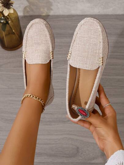 Women Flat Bottom Loafers New Style Penny Shoes Women Low-Cut Driving Shoes Flat Bottom Mom Shoes Large Size Suede Leather Casual Shoes, Fall, Autumn