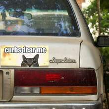 1 件“Curbs Fear Me”搞笑猫咪表情包贴纸，7 英寸防水耐用乙烯基汽车保险杠贴纸，适用于笔记本电脑、滑板、行李箱、摩托车车窗的美观贴花，适合新司机的创意搞笑礼物，可移除以适应任何光滑表面/美观汽车贴花，Z 世代幽默贴纸，/坏司机贴纸，/Curbs Fear Me 贴纸 - 彩色 - 查看 3