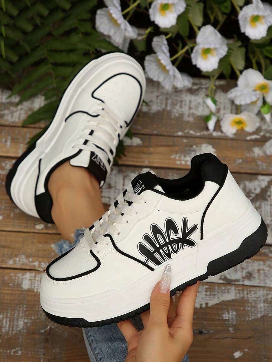 2025 Frühling Neue Damen Schwarz & Weiß Studentenschuhe, Mode vielseitige atmungsaktive Sneaker, Lässig Schuhe im