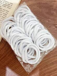 200/10条装 女士4厘米/1.57英寸高弹力不伤发发圈，随机混色，时尚百搭，优雅简约风格发圈，适合日常佩戴、休闲、派对、通勤、海滩、沐浴、化妆、发型设计、扎马尾、发圈、发绳、弹性发带、家居美容女性配饰礼品、健身运动服饰头部配饰橡皮筋发饰 - 白色 - 查看 3