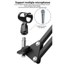 麦克风支架，Arabest 悬挂式剪刀臂麦克风支架金属材质桌面，适用于录音棚录音、现场视频直播、在线唱歌，适合生日礼物、圣诞节礼物、万圣节礼物、完美礼物、文具、减压球、毛绒玩具、旅行玩具、课堂减压玩具、沐浴玩具 - 黑色 - 查看 11