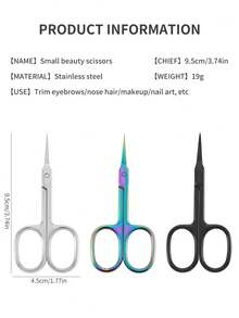 4pcs/3pcs/2pcs/1pc Professional Stainless Steel Curved Tip Precision Scissors, Multi-Functional Beauty Scissors For Trimming Facial Hair, Eyebrows, Eyelashes, Beard, Nose Hair, Ear Hair, Suitable For Men And Women,Makeup,Cheap,Room Decor,Vanity,Travel,Bedroom,Makeup Accessories
