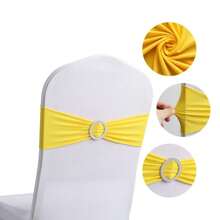 1-100pcs Elastic Chair Back Decorative Covers - Universal Elastic Chair Sashes With Glittery Buckle Sliders, Suitable For Decorating Chair Backs For Birthdays, Weddings, Parties, Events, Hotels - Multicolor - View 53