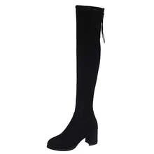 Women Over-The-Knee Boots - Black 6cm Single Layer - View 6