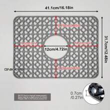 Silikonschutz für Spüle, mit Ablaufloch in der Mitte, hitzebeständig und rutschfest, spülmaschinenfest, Spülbeckenmatte für den Boden von Landhausküchen-Edelstahlspülen, rutschfeste Küchenmatten für die Seite der Spüle, natürliches und hygienisches Küchenessential für Zuhause und Küchendekoration, Teil Ihrer gemütlichen Herbst- und Winterstile sowie Weihnachtsdekorationen