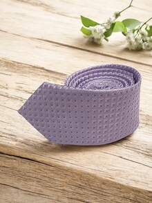 Luxury Men's Skinny Tie Polyester Silk Solid Color Polka Dots Slim Jacquard Groomsmen Tie - Púrpura malva - Ver 2