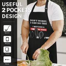 Funny Video Slogan Apron - Adjustable Chef Apron With Logo Design, Suitable For Everyone's Cooking, Perfect For BBQ, Grilling, Kitchen - Gift For Dad, Mom, YouTuber - Themed Chef Apron - màu đen - Xem 3