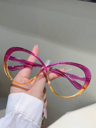 1 副女士新款蝴蝶形时尚眼镜，多色镜框，简约装饰眼镜