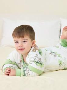 儿童天鹅绒圆点毛绒分腿睡袋 幼儿男女童卡通印花可拆卸袖子舒适睡袋 - 彩色 - 查看 6