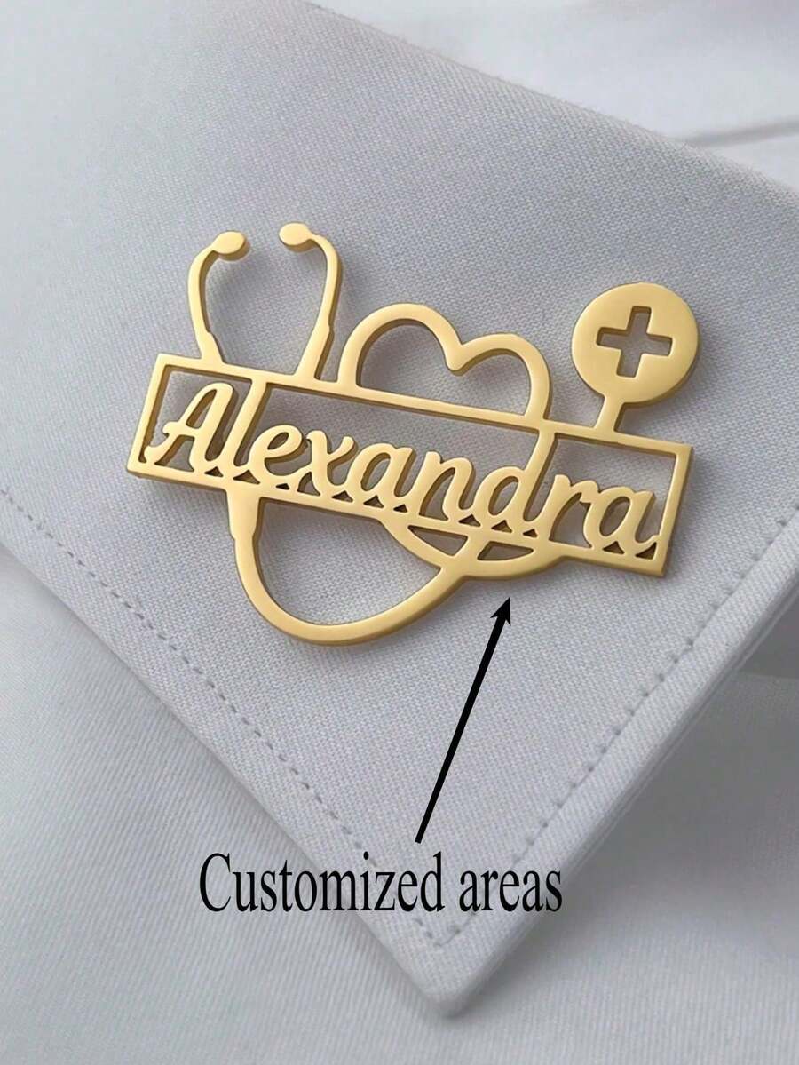 Placa de identificación personalizada con nombre de médico, broche de estetoscopio de acero inoxidable con letras para personal médico, colorido, lindo, divertido, de moda, unisex, casual, personalizado y único, regalo ideal para él, novio, novia, familia, amigos, vuelta a la escuela