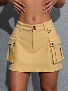 Pantalón-vestido acampanado de talle alto - Albaricoque - Ver 1