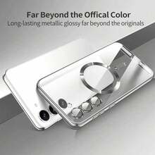 Magnetic Transparent Phone Case Compatible With Galaxy A06 A16 A26 A36 A56 S25 Ultra S24 Ultra, Compatible With MagSafe, Built-In Camera Lens Protector, Luxury Electroplated Soft TPU Transparent Shockproof Ultra-Thin Protective Case, Compatible With Series, Waterproof, Shockproof, Scratch-Resistant.,International Version, Not The Domestic Version - Silver - View 4