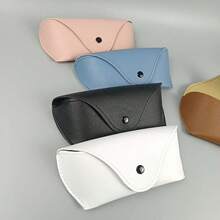 1pc Portable Leather Glasses Case PU Leather Durable Soft Sunglasses Pouch Slim Case For Women Unisex Eyeglass Case Eyewear Accessories(5 Colors For Choose)