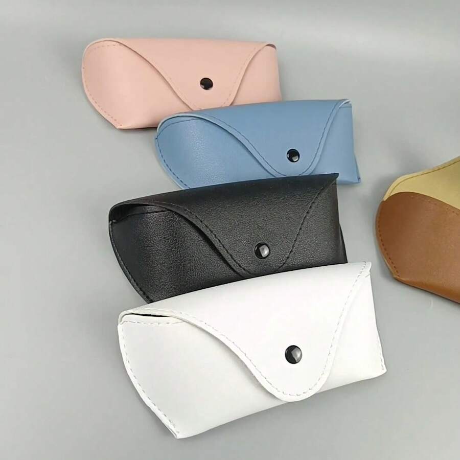 1pc Portable Leather Glasses Case PU Leather Durable Soft Sunglasses Pouch Slim Case For Women Unisex Eyeglass Case Eyewear Accessories(5 Colors For Choose)
