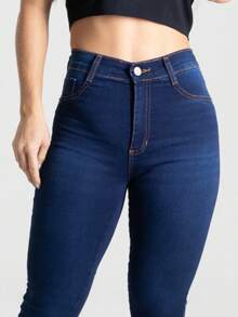 Women Jeans - 中等水洗藍 - 查看 5