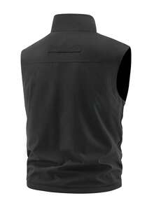 秋冬季多功能背心，双面可穿，多口袋，摄影/钓鱼/户外无袖外套，保暖内衬，加厚款 - 黑色 - 查看 2