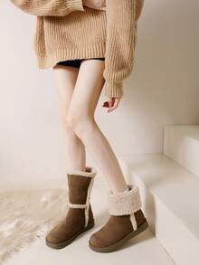 1 Peça Botas de Neve para Uso Externo para Mulheres, Forradas Termicamente, Antiderrapantes, Impermeáveis, Cano Médio, Botas de Inverno Quentes, Botas Curtas Conversíveis