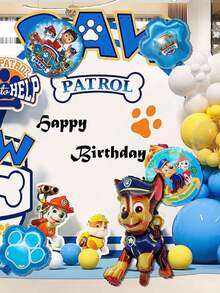 7pcs Paw Patrol Theme Birthday Party Decoration Set, Includes Number Balloons - Official Chase & Skye Theme Decor, Suitable For Boys - Multicolor - View 3