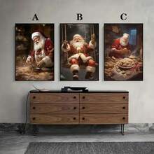 1pc Christmas Home Decoration Canvas Painting - Santa Claus Festive Decoration, Optional Wooden Frame, Exquisite Luxury Decoration, Office Decoration, Picture Living Room Decoration, Holiday Gift Decoration, New Year Hanging Decoration