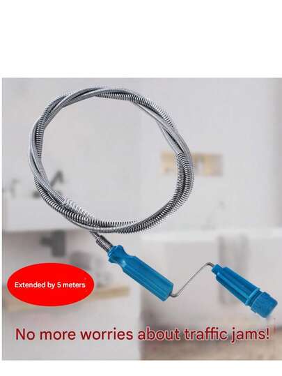 1 件钢丝排水管清洁器、浴室管道清洁工具、柔性钢丝水槽排水管疏通器、马桶堵塞疏通手动柱塞、弹簧排水管清洁工具、手动排水管疏通器