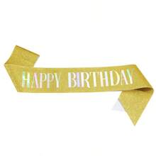 1Pc,'Happy Birthday' Sash Ribbon For Women And Men,Happy Birthday Sash Hot Pink White Rose Gold Black With Iridescent Foil Sash For 16th 18th 21st 30th 40th 50th 60th 70th 80th 90th Birthday Sash Gift Or Any Bday Party Birthday Party, For Any Age