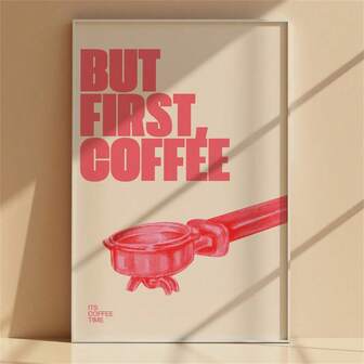 1 pièce Modèle d'impression de feuille d'enregistrement des invités de style rétro sur le thème du café, décoration de dortoir, art mural de cuisine de café, décoration murale sans cadre esthétique de cuisine, affiche murale en canevas de mode rose, art mural personnalisé de café-boutique