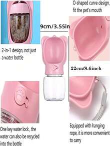 1pc Detachable Solid Color Pet Travel Bowl For Cat And Dog For Outdoor Food Feeding - Hồng - Xem 3