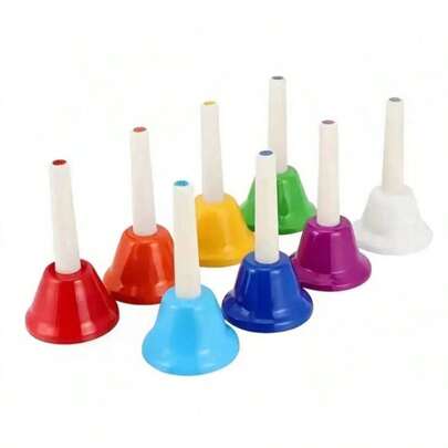 8-Note Hand Bells - Multifunctional Musical Instrument, Suitable For Music Enthusiasts, Students And Teachers - Durable, Easy To Play, Suitable For Classroom, Performance And Practice, Portable Instrument With Handle - Suitable For Holiday Celebrations