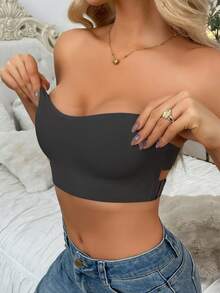 Solid Seamless Push Up Bra Strapless Side Closure Wireless Bandeau Top - Sexy Comfy Push Up Bra - Breathable Fabric - For Women - Perfect For Special Occasions & Casual Attire - Ideal Gift For Her - 黑色 - 查看 4