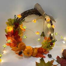 Thanksgiving Halloween dekorative Lichter, 3D Eichel Kürbis, Ahornblatt Lichterkette, Herbstkranz, Erntedankfest LED Kupferdraht Licht Kupferdraht Lichter Halloween Deko Weihnachtsdekoration Thanksgiving Hochzeit Heimdekoration Herbstdekoration Herbstdekoration Geburtstagsdekorationen für Geschenke Partyzubehör Innen Außen Garten Feiertag Festival Dekoration Wanddekoration Halloween Ornamente