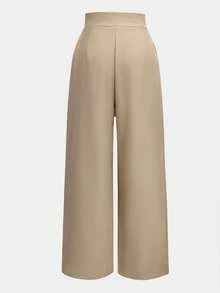 Pantaloni casual da donna a gamba dritta con tasche vere, tinta unita, alla moda, autunnali