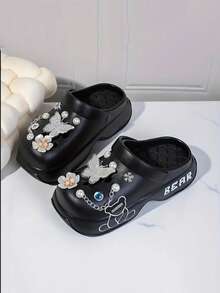 صنادل نسائية مفرغة مزينة بسلسلة فضية بشكل فراشة وخرز، صنادل كاجوال خفيفة الوزن وقابلة للتنفس، مناسبة للاستخدام الداخلي والخارجي، المدرسة، المواعيد، السفر، أحذية شاطئ ذات نعل سميك