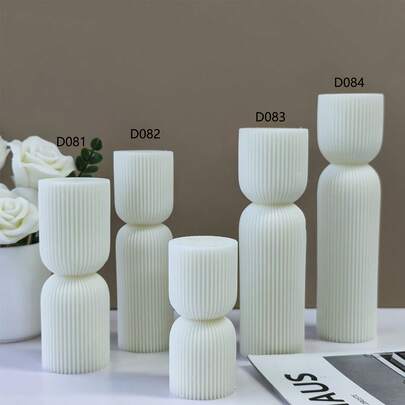 Striped Pillar Candle Silicone Mold DIY Cylinder Stone Plaster Decor Craft Tool
