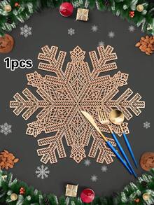 1/4/6pcs Christmas Arrow & Snowflake PVC Gold Foil Placemats, Christmas Hotel Restaurant Decor Heat Insulation Non-Slip Table Mats, Suitable For Wedding Party, Valentine's Day, Holiday Celebration, Picnic, Birthday Banquet Table Decoration - Multicolor - View 18
