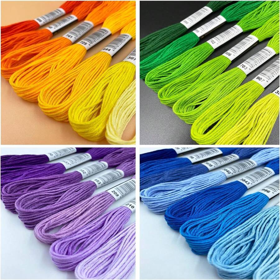 12/24/36/50/100/250 Colors 6-Strand 8m Embroidery Floss, Assorted Colors, Random Labels
