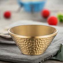 وعاء سلطة من الفولاذ المقاوم للصدأ 304 - وعاء آيس كريم بملمس مطرق - وعاء حلوى - وعاء معكرونة - وعاء شوربة/نودلز مزدوج العزل - مناسب للاستخدام التجاري والمنزلي