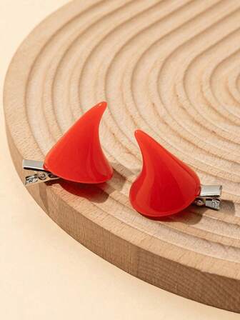 Set de 2 pinzas para el cabello con cuernos de Halloween, accesorios de Halloween, pinzas de garra para el cabello, barrettes para el cabello