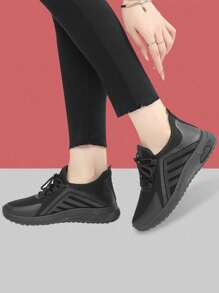 Thin Strap Sneakers, Black Soft Sole Casual Shoes, Fashion & Comfortable Unisex Trainers