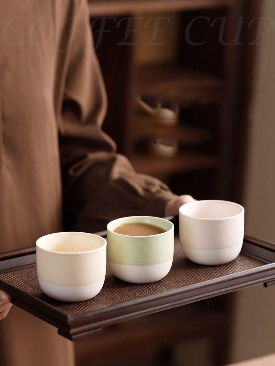 4 Stücke rustikale japanische Stil Keramik Tee/Kaffee Tassen, handgefertigt mit vintage oxidierten Beschichtung, geeignet für Espresso und Tee, praktisch für Zuhause, Büro, Feiertage, Geschenke
