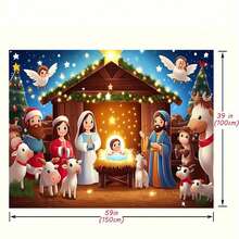 1pc 2D Christmas Scene Backdrop, Suitable For Photography, Party And Christmas Decoration, Birthday Celebration, Holiday Background Decor, Photo Booth Prop, Party Banner, Wedding Decoration, Party Supplies - Multicolor - View 5