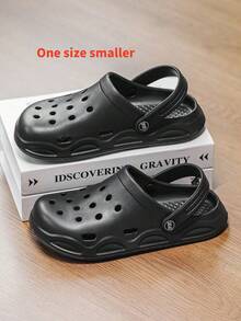 1 双男女款休闲透气一脚蹬凉鞋，轻便平底户外/室内拖鞋，适合情侣、海滩和海边 - 黑色 - 查看 6