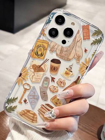 1pc Fashionable Personalized Autumn Leaf Pattern Transparent TPU Airbag Shock-Absorbing Phone Case Compatible With IPhone 16/16Pro/16Plus/15/15ProMax/15Pro/11/12/13/14ProMax/12Mini/13Mini/11Pro/11ProMax/12Pro/12ProMax/13Pro/13ProMax/14Pro/14ProMax, Soft Case With High-End Feel Waterproof Anti-Fall Scratch Resistant