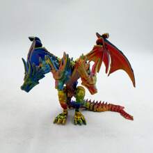 3D 打印龙雕像 - 三头龙，鲜艳的青色、紫色、红色或绿色鳞片 - 灵活的关节适合姿势和运动 - 非常适合幻想家庭办公室装饰和桌面玩具，收藏雕像 | 明亮的龙雕像 | 3D 打印塑料 - 彩色 - 查看 12
